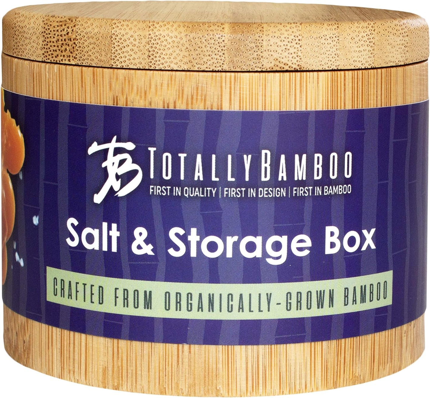 Salt Cellar Bamboo Storage Box with Magnetic Swivel Lid, 6 Ounce Capacity