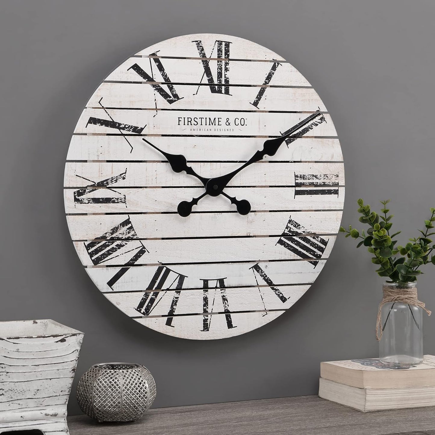 Shiplap Farmhouse Wall Clock, American Crafted, White, 18 X 2 X 18,