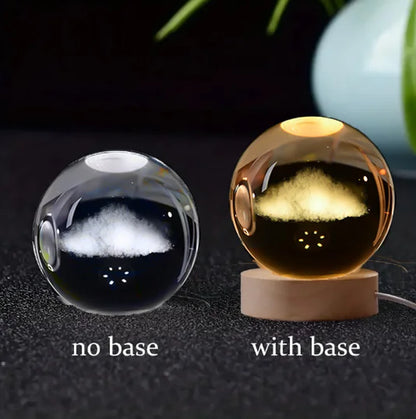 6Cm 3D Crystal Ball Crystal Planet Night Light Laser Engraved Solar System Globe Astronomy Birthday Gift Home Desktop Decoration