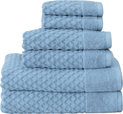 8-Pc Bath Towel Set Cotton Diamond Waffle Towels for Bathroom, Gray