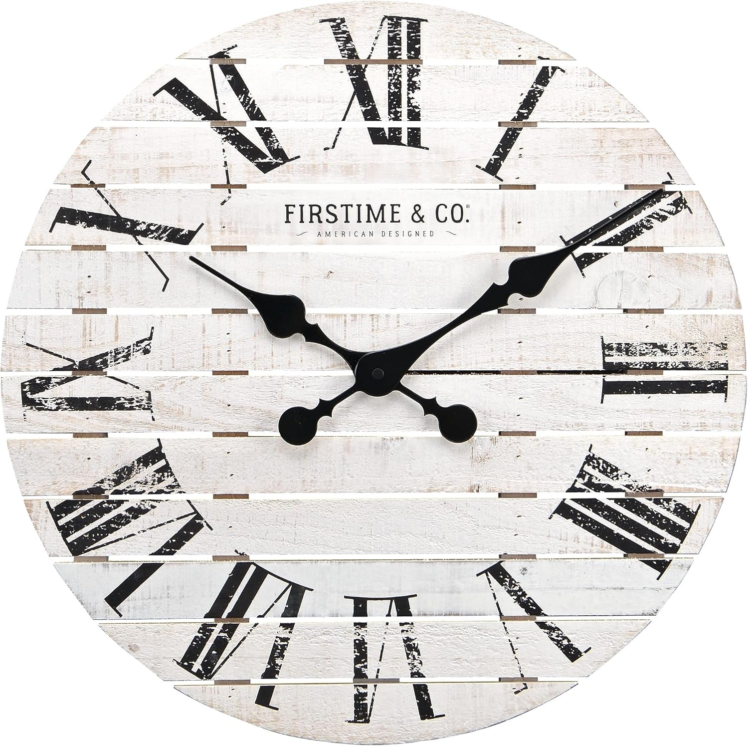 Shiplap Farmhouse Wall Clock, American Crafted, White, 18 X 2 X 18,