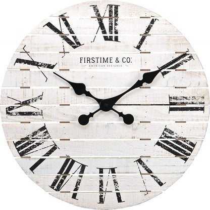 Shiplap Farmhouse Wall Clock, American Crafted, White, 18 X 2 X 18,