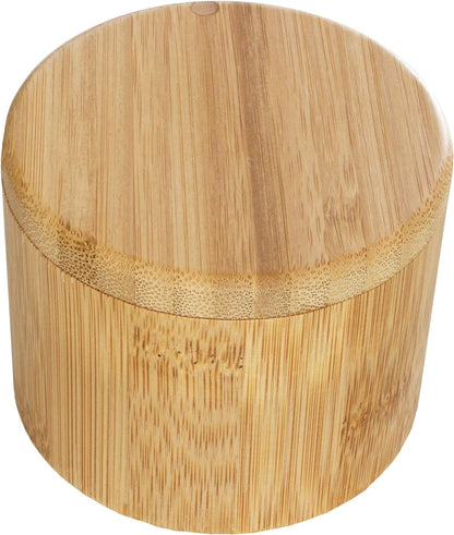 Salt Cellar Bamboo Storage Box with Magnetic Swivel Lid, 6 Ounce Capacity