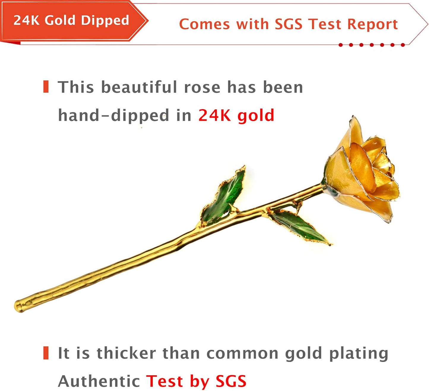 Gold Dipped Rose,24K Gold Real Rose Gift for Her and Great Valentines Gift for Her Rose(Pearl Yellow with Crystal Vase)