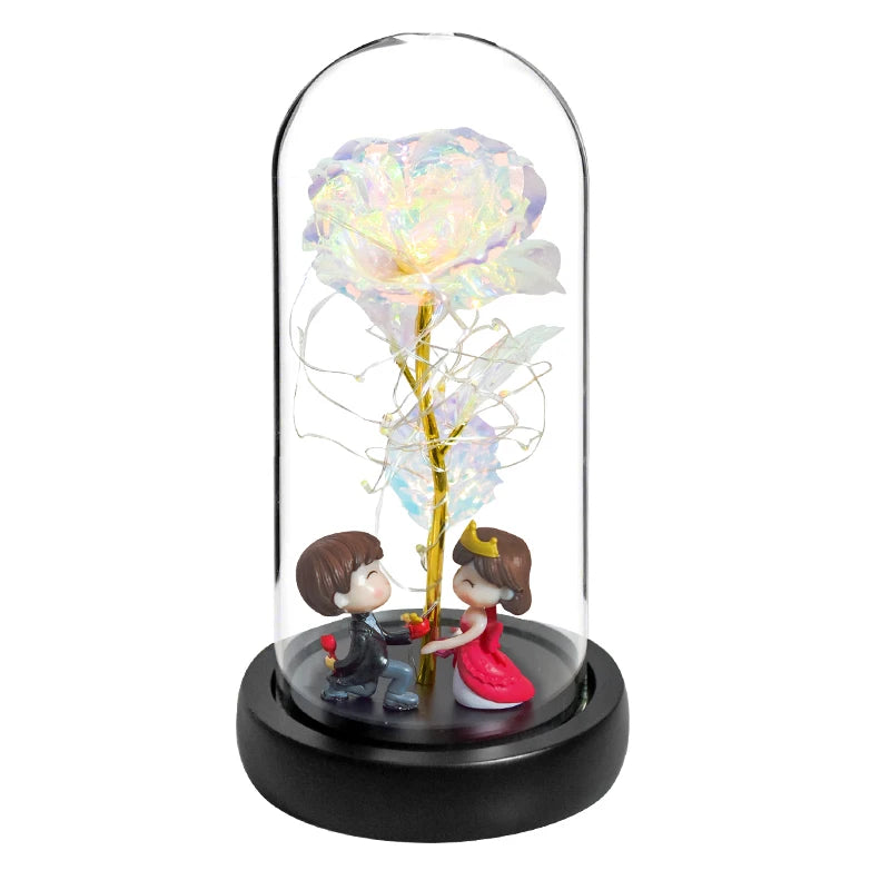 Gifts for Women Beauty and the Beast Preserved Roses in Glass Galaxy Rose LED Light Artificial Flower Birthday Gift for Girls